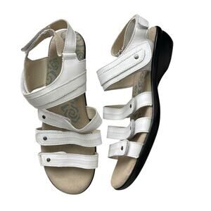 Propet 10 M Aurora Adjustable Strappy Sandals White Leather Comfort Low